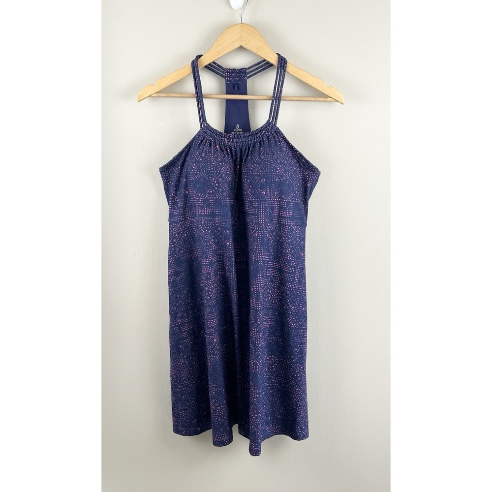 Prana Cali Dress Racer Back Geometric Print Outdoor Hiking Built in Bra Size M